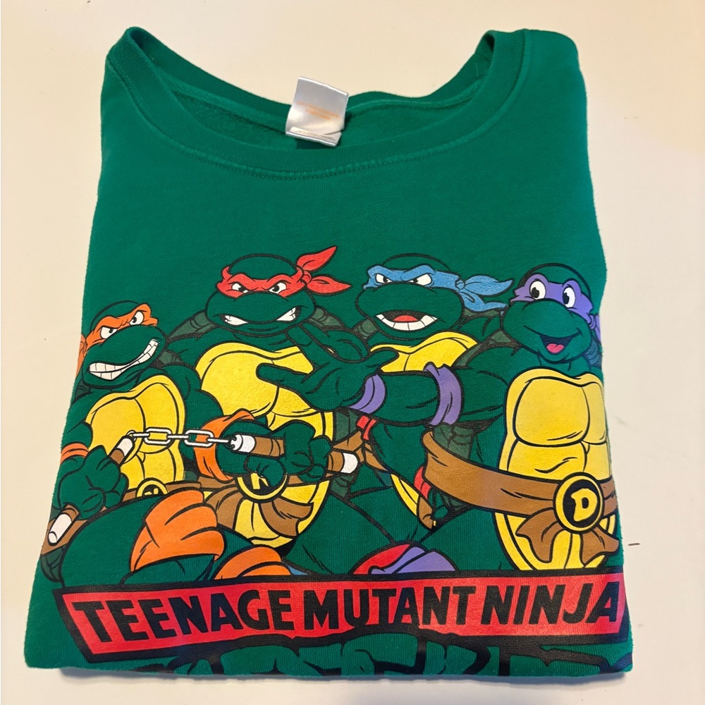 Nickelodeon TMNT Teenage Mutant Ninja Turtles Green Graphic Sweatshirt Large
